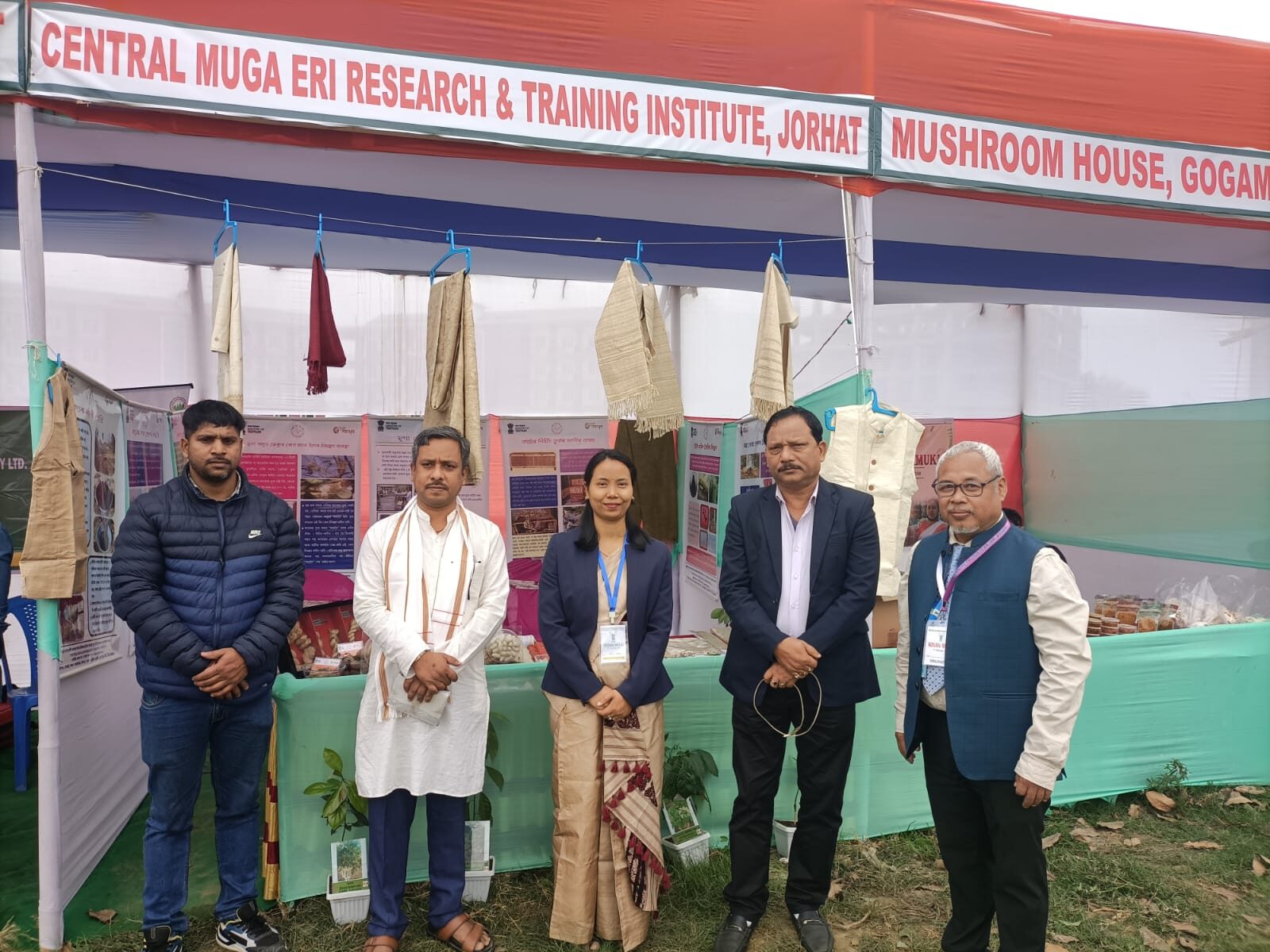 Muga and eri fabric on display at the institute&rsquo;s stall.